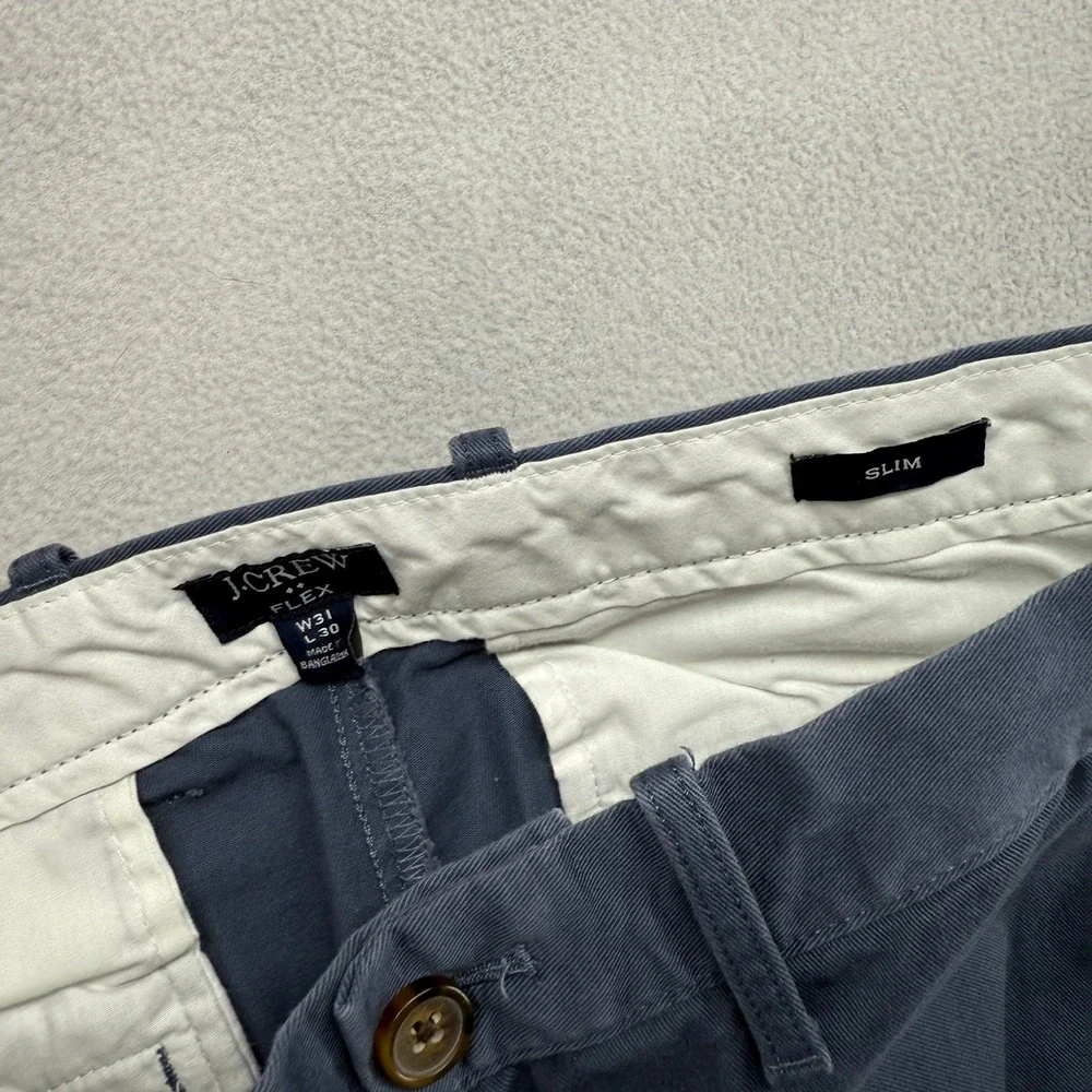 J.Crew Pants Mens 31x30 Blue Chino Flex Slim Fit Casual Cotton Blend H3167 Golf